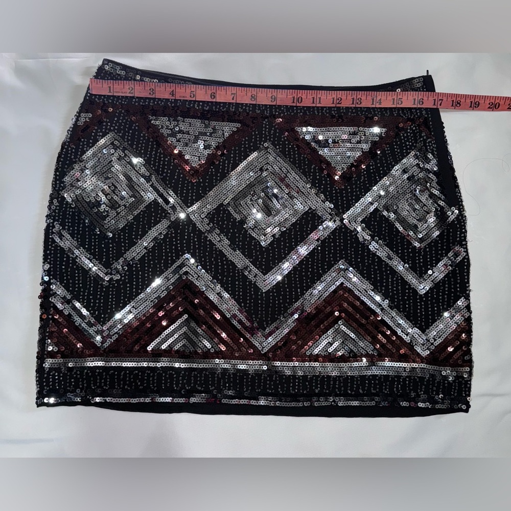 H&M mini Skirt Sequin Black silver geometric size 12
